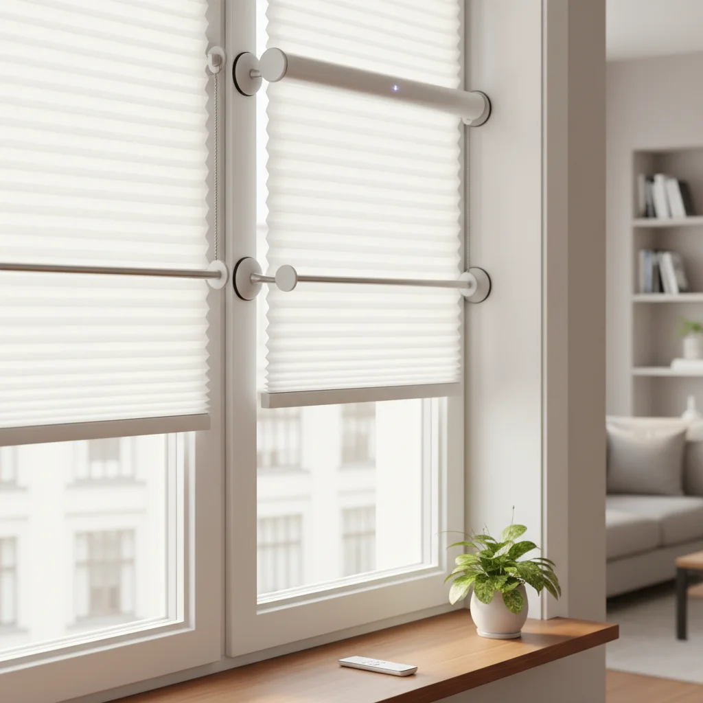 Decision guide for renters choosing 2026 motorized window shades based on no-drill requirements, landlord restrictions, and window types